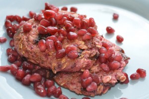 Valentine’s Day Heart Healthy Breakfast of Love: Oatmeal and Pomegranate Pancakes